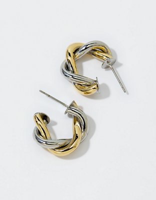 Aerie Chain Twist Hoop Earrings