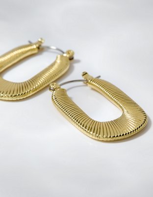 Aerie Embossed Square Hoop Earrings