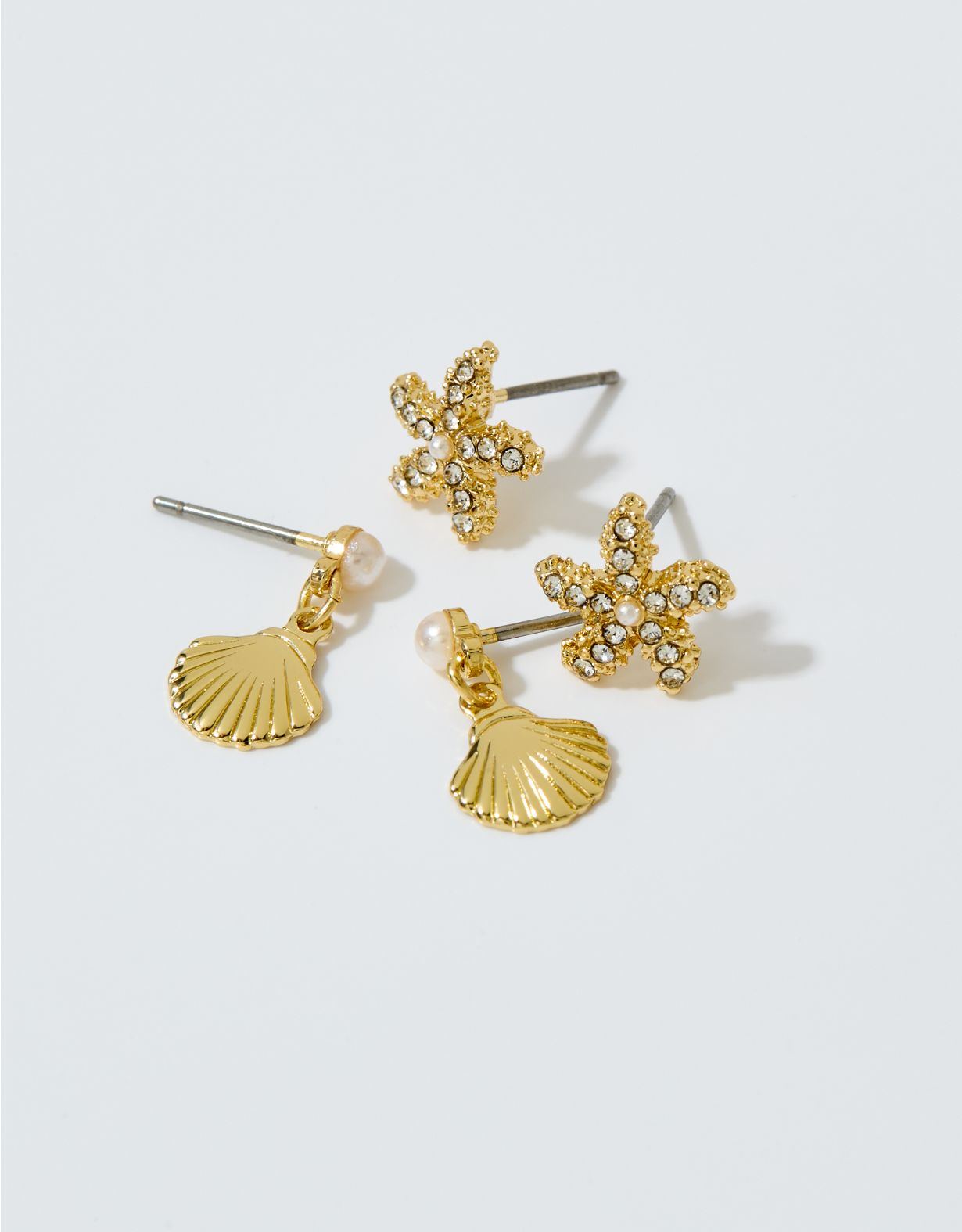 Aerie Shell And Starfish Earrings 2-Pack