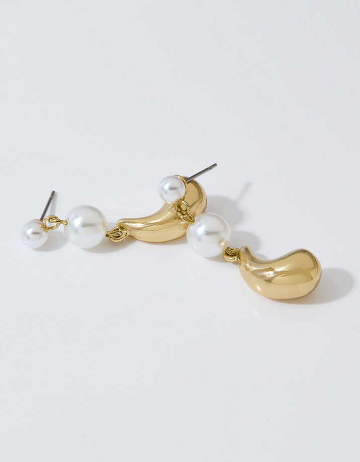 Aerie Double Pearl Dangle Earrings