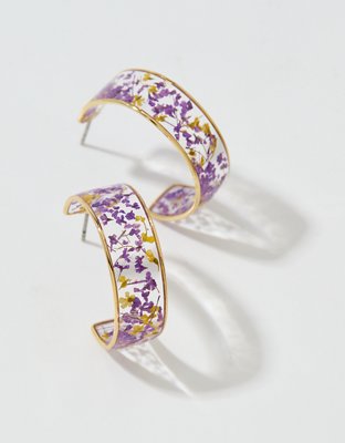 Aerie Flower Resin Hoop Earrings