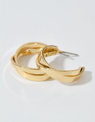 Aerie Criss Cross Hoop Earrings