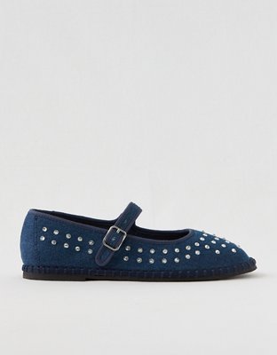 Aerie Denim Espadrille Ballet Flats