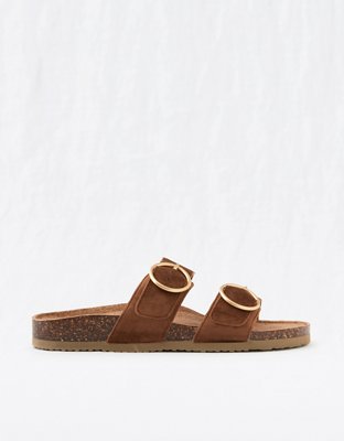 Aerie Velour Double Strap Slides