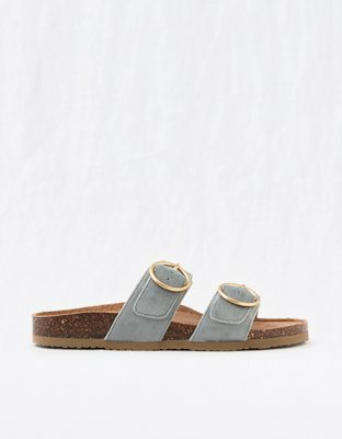 Aerie Velour Double Strap Slides