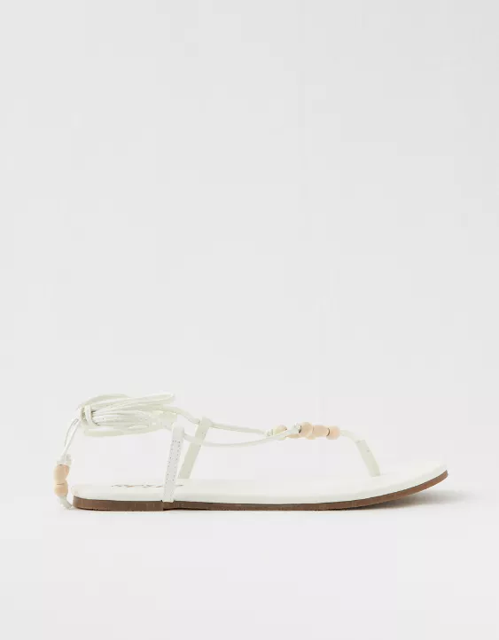 Aerie Wood Bead Lace Up Sandal