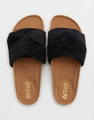 Aerie Terry Twist Cork Slides