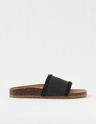 Aerie Shell Stitch Straw Sandals
