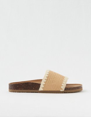 Aerie Shell Stitch Straw Sandals