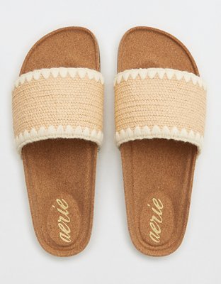 Aerie Shell Stitch Straw Sandals
