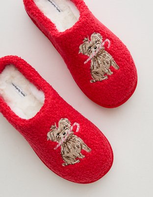 American Eagle Aerie Embroidered Slippers