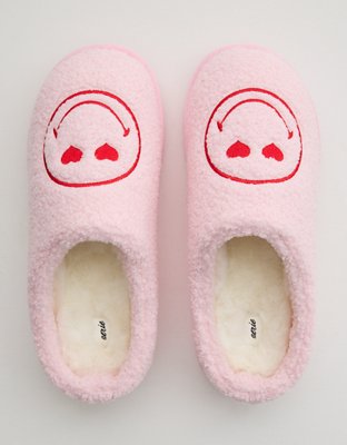 Aerie Smiley® Sherpa Scuff Slippers