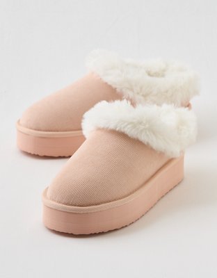 Aerie Corduroy Fur Scruff Slippers