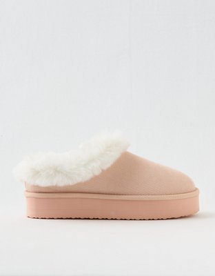 Aerie Corduroy Fur Scruff Slippers