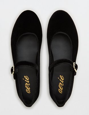 Aerie Velvet Buckle Flats