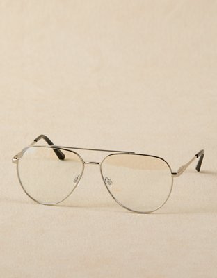 Мужские очки American Eagle AE Aviator Blue Light Glasses, цвет: Серебряный теневой
