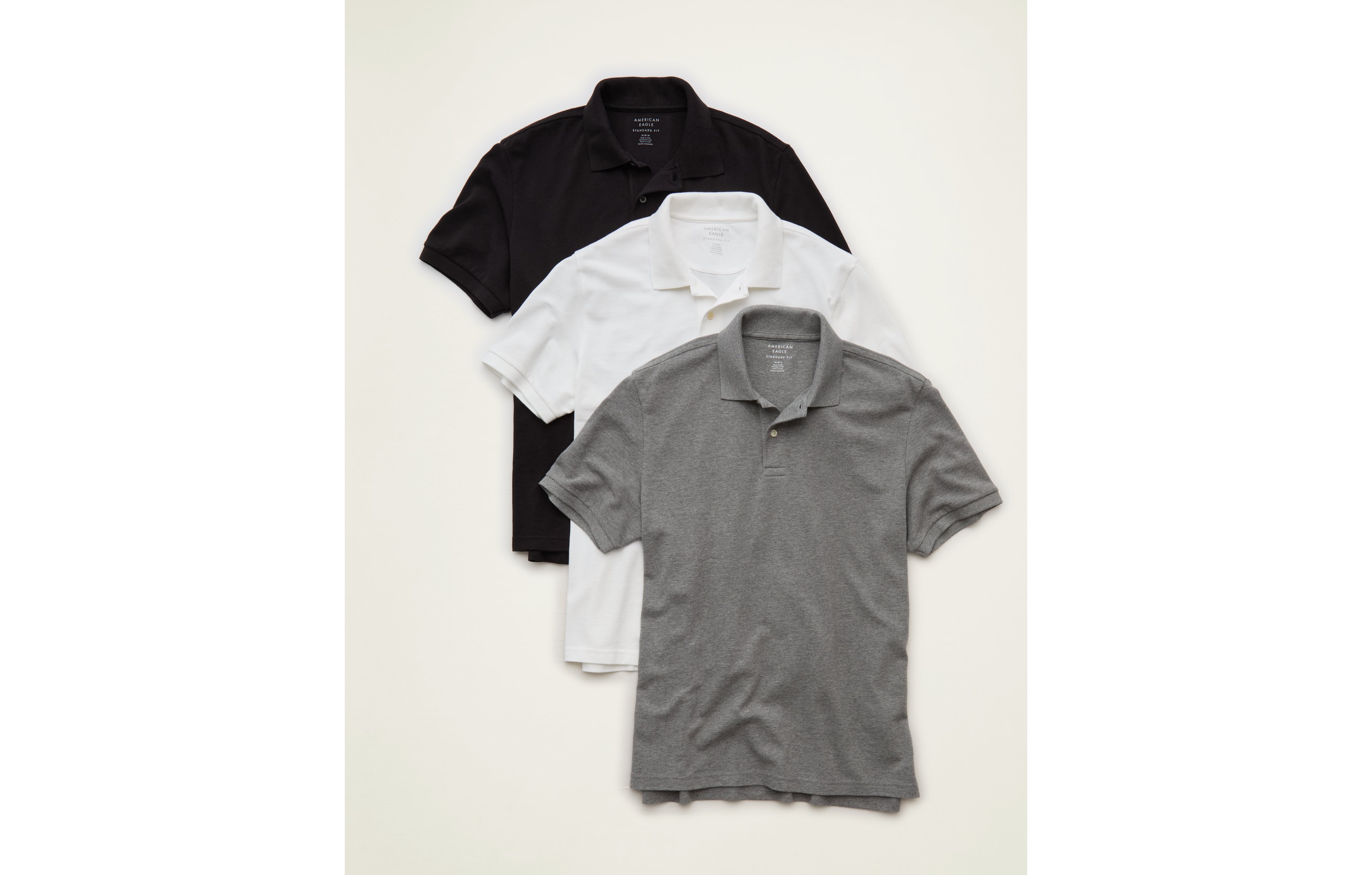 AE Standard Fit Lived-In Pique Polo Shirt 3-Pack