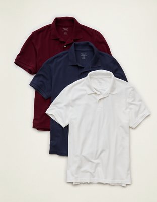 AE Standard Fit Lived-In Pique Polo Shirt 3-Pack