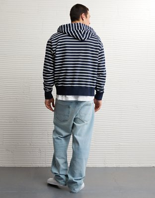 AE Laidback Luxe Striped Full-Zip Hoodie | American Eagle