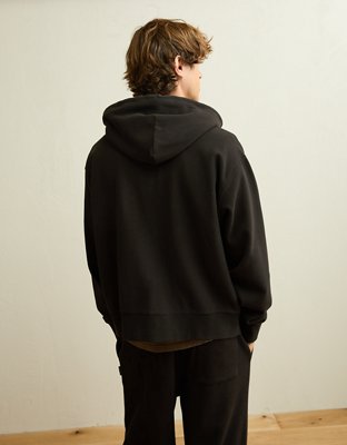 Мужское худи American Eagle AE Laidback Luxe Full-Zip, цвет: Чёрный — фото 2