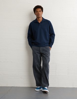 AE 24/7 Long-Sleeve Rugby Polo Sweatshirt