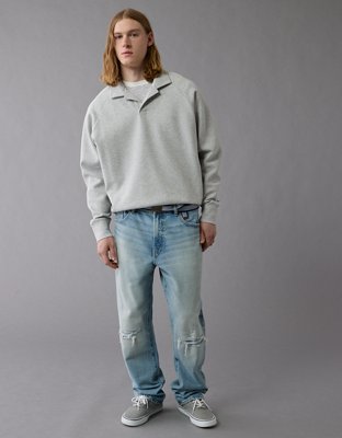 AE 24/7 Long-Sleeve Rugby Polo Sweatshirt