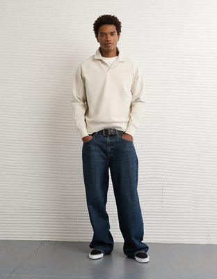 AE 24/7 Long-Sleeve Rugby Polo Sweatshirt