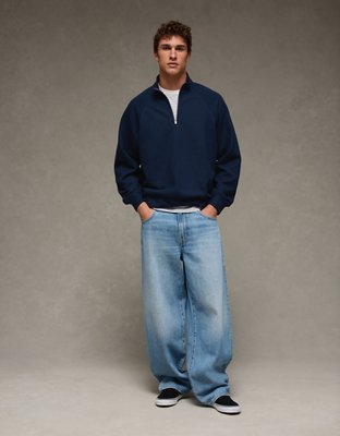 【BF Airy】 DLIVE clear blue AE 24/7 Quilted Quarter-Zip Sweatshirt | American Eagle