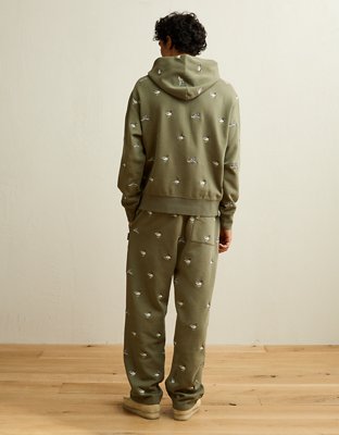 Мужские брюки American Eagle AE Laidback Luxe Heavyweight Open-Hem Sweatpant, цвет: Оливковый — фото 2