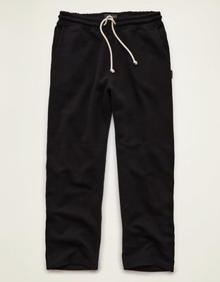 AE Laidback Luxe Heavyweight Open-Hem Sweatpant Men's Black XS