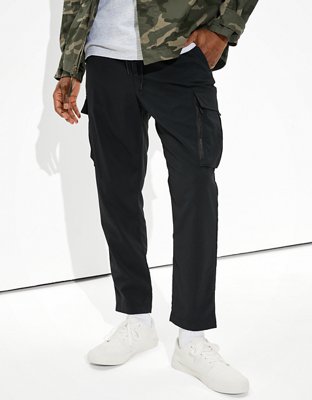 Relaxed Fit Nylon Cargo Pants - Black - Men