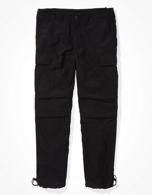 AE Stretch High-Waisted Vegan Leather Straight Cargo Pant