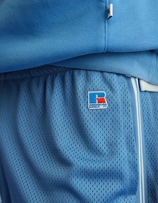 Мужские шорты American Eagle AE x Russell Athletic Mesh 7", цвет: Мягкий синий — фото 8