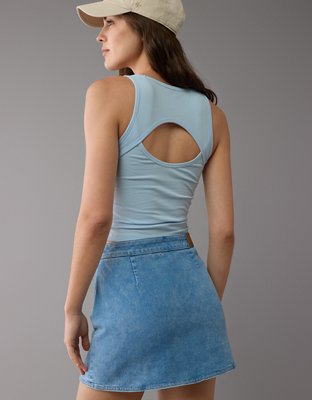 Женские топы American Eagle AE Open Back Cropped Tank Top — фото 4