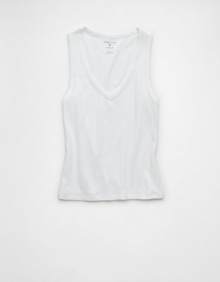Женский топ American Eagle AE V-Neck Boyfriend Tank Top, цвет: Белый — фото 3