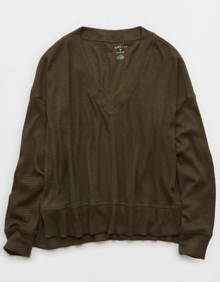 AE Long Sleeve Plush V-Neck Top