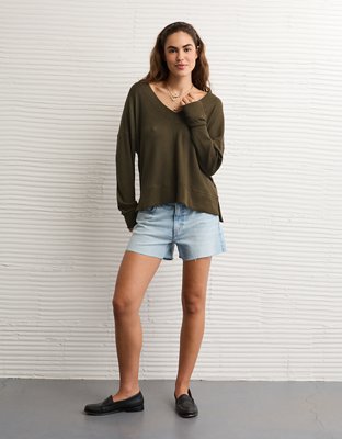 AE Long Sleeve Plush V-Neck Top