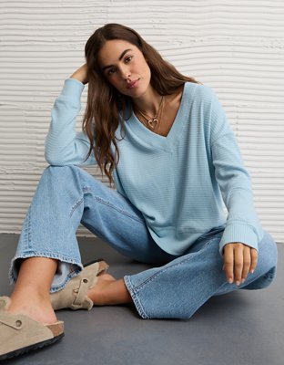 AE Long Sleeve Plush V-Neck Top