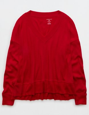 AE Long Sleeve Plush V-Neck Top