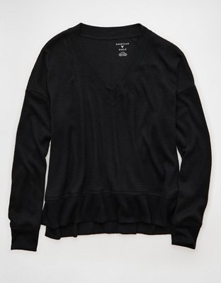 AE Long Sleeve V-Neck Plush T-Shirt