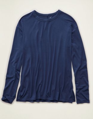 AE Soft & Sexy Relaxed Fit Long-Sleeve T-Shirt Women's Deep Sea Blue XXL