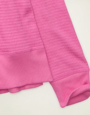 AE Long-Sleeve Waffle Plush Crew Neck Tee