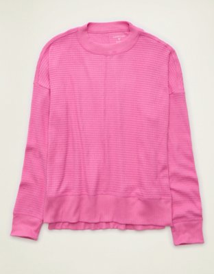 AE Long-Sleeve Waffle Plush Crew Neck Tee