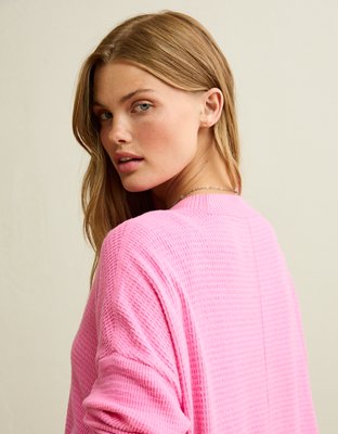 AE Long-Sleeve Waffle Plush Crew Neck Tee