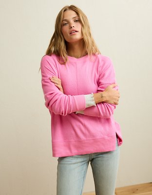AE Long-Sleeve Waffle Plush Crew Neck Tee
