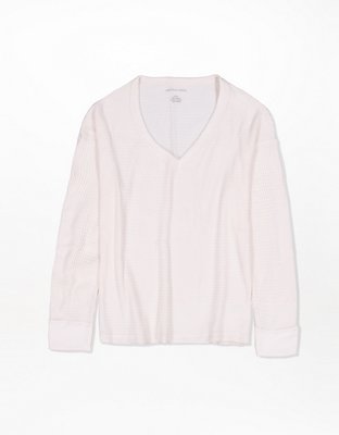 AE Soft & Sexy T-shirt manga larga de felpa con escote V