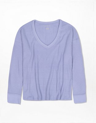 AE Soft & Sexy Plush Long-Sleeve V-Neck T-Shirt