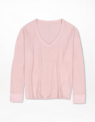 AE Soft & Sexy T-shirt manga larga de felpa con escote V