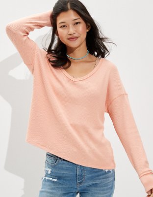 Sexy Plush Long-Sleeve V-Neck T-Shirt