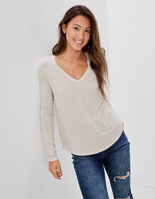 aerie real soft v neck tee